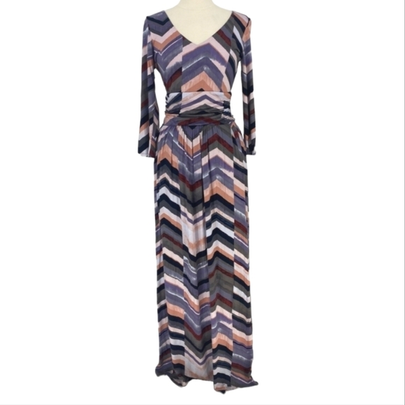 Maeve Anthropologie Novela Chevron Maxi Dress M - Picture 2 of 6